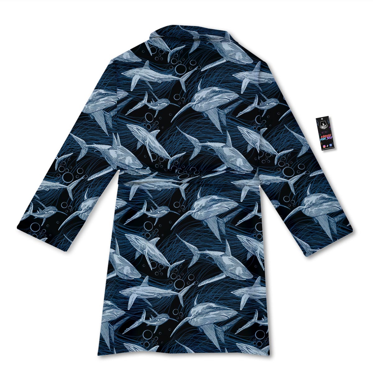 Underwear Shark Print Pattern Bathrobe-grizzshop
