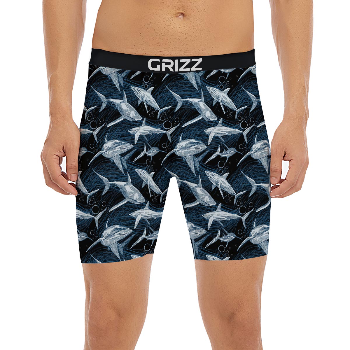 Underwear Shark Print Pattern Boxer Briefs-grizzshop