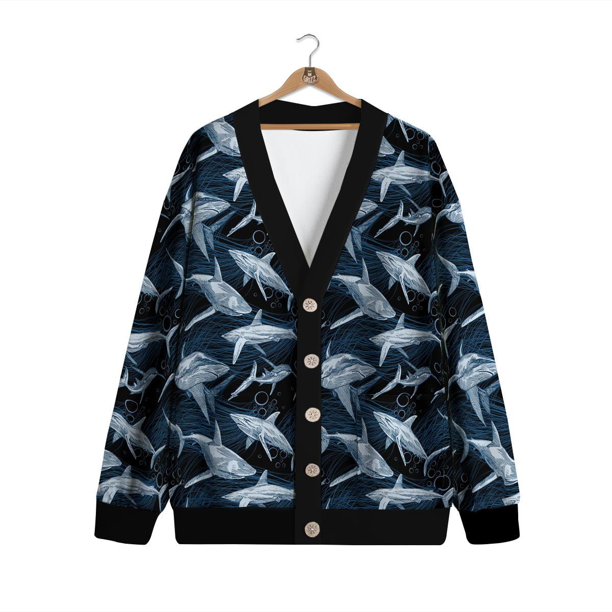 Underwear Shark Print Pattern Cardigan-grizzshop
