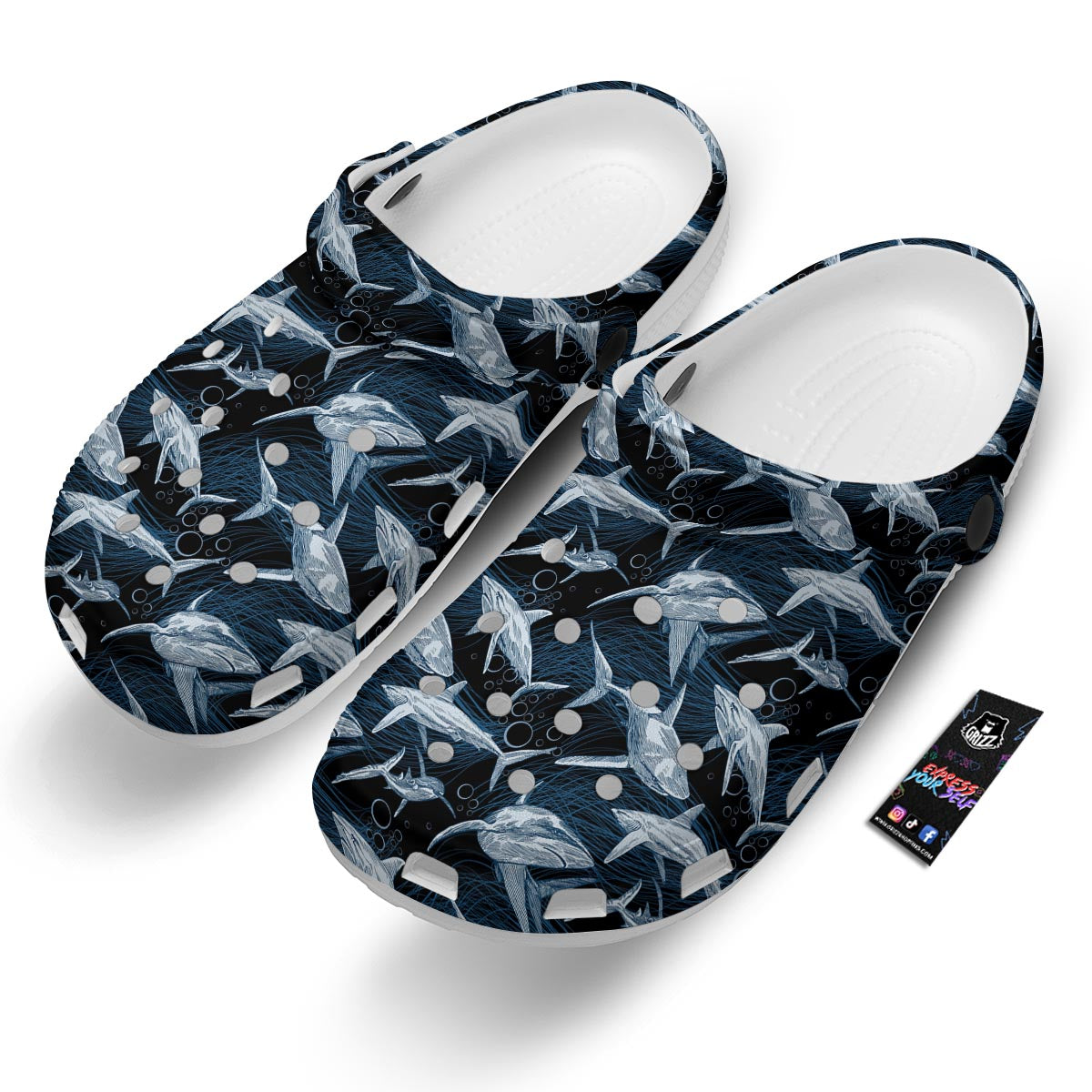 Underwear Shark Print Pattern Clog-grizzshop