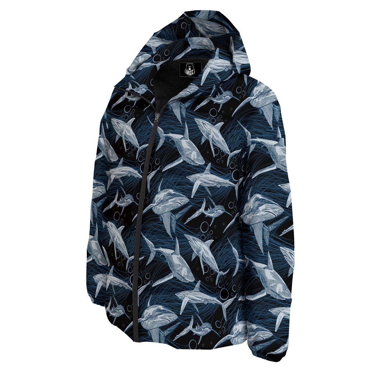 Underwear Shark Print Pattern Down Jacket-grizzshop