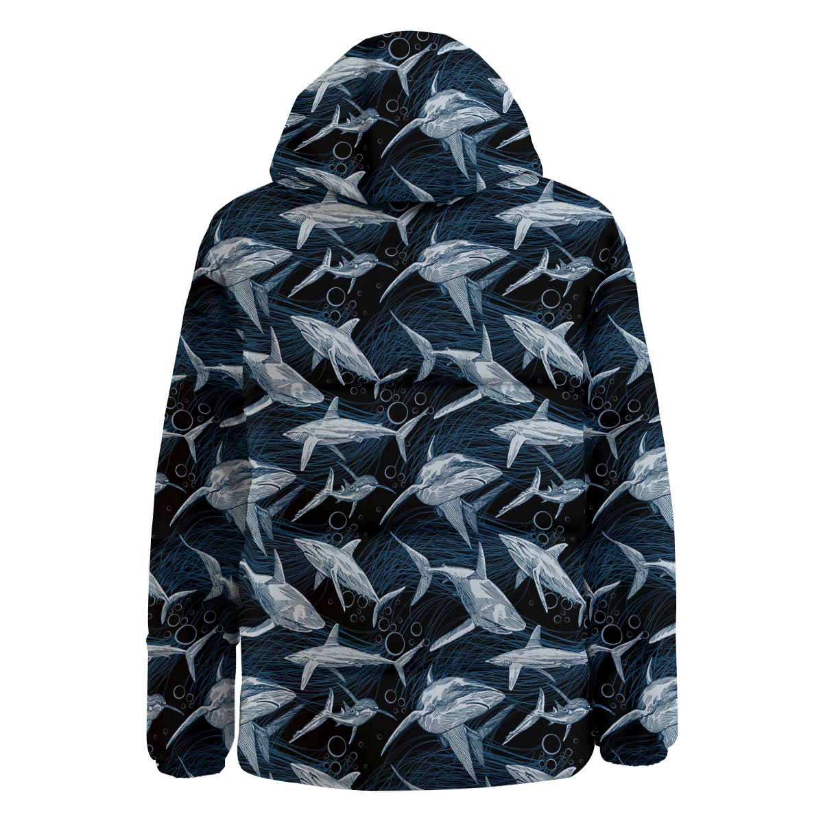Underwear Shark Print Pattern Down Jacket-grizzshop