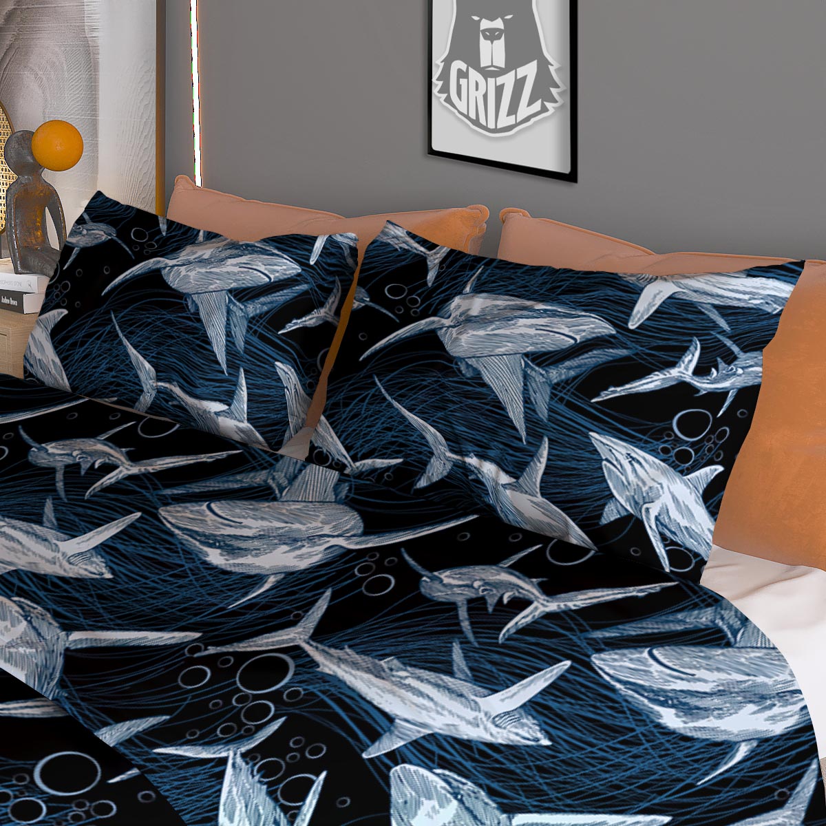 Underwear Shark Print Pattern Duvet Cover Bedding Set