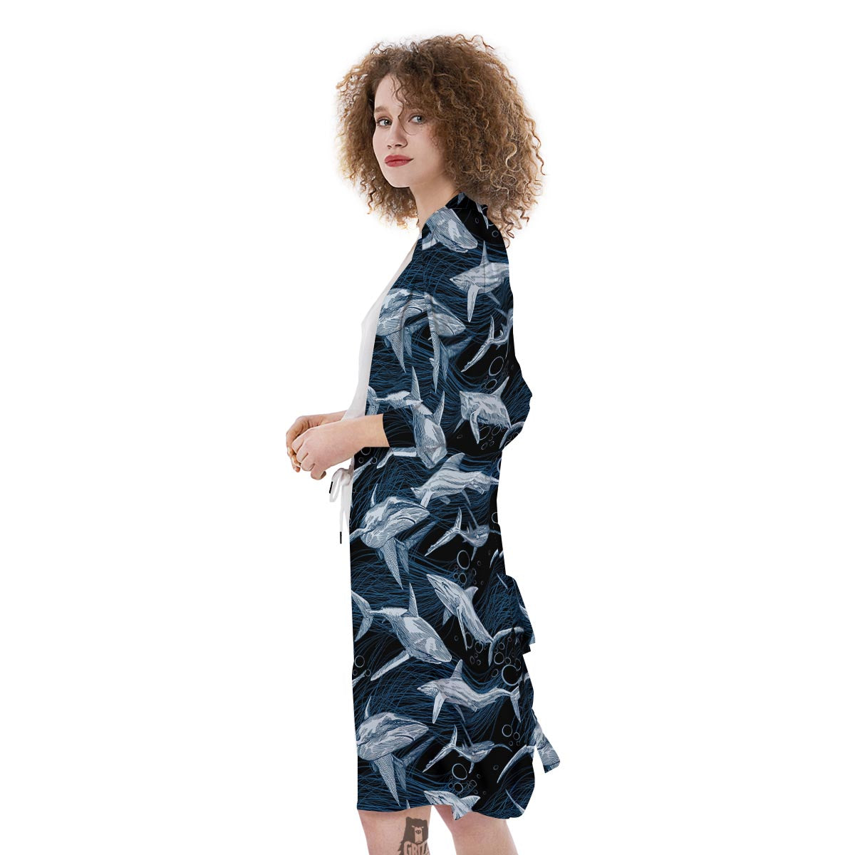 Underwear Shark Print Pattern Kimono-grizzshop