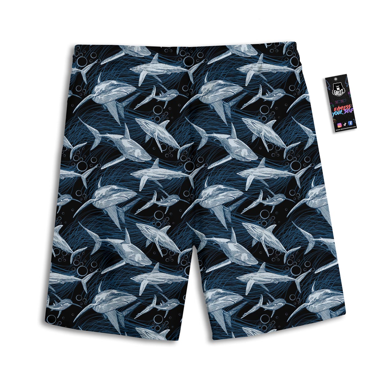 Underwear Shark Print Pattern Men's Athletic Shorts