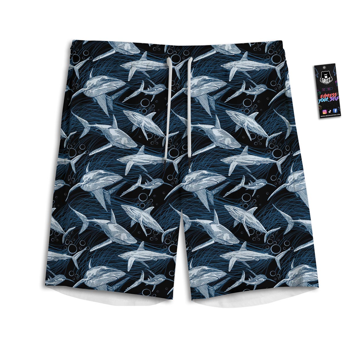 Underwear Shark Print Pattern Men's Athletic Shorts