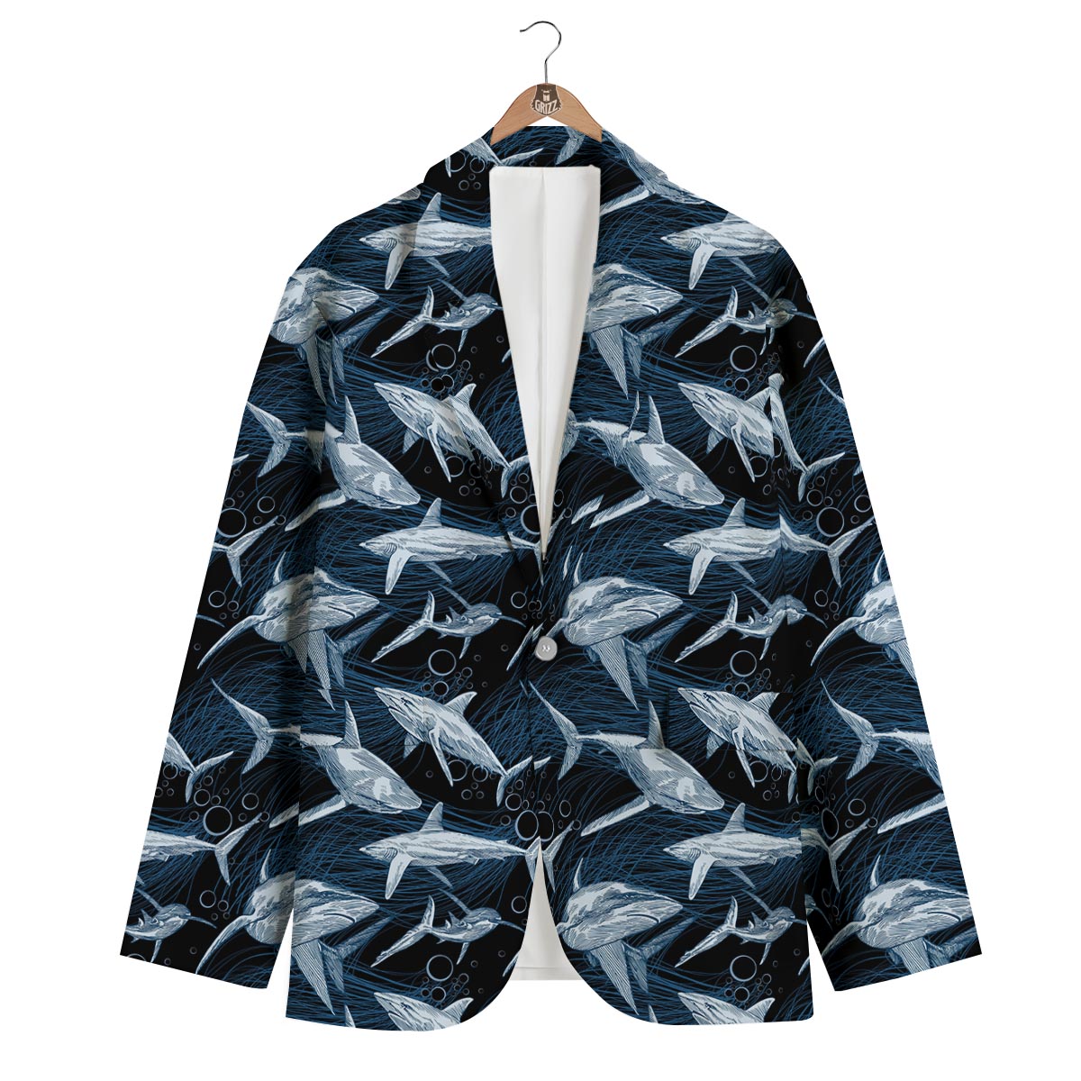 Underwear Shark Print Pattern Men's Blazer-grizzshop