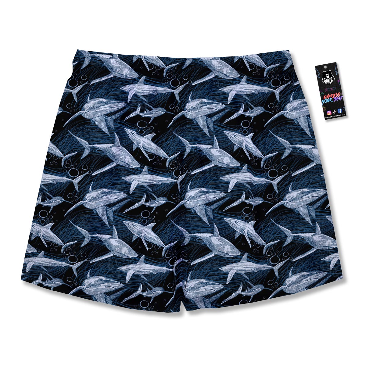 Underwear Shark Print Pattern Men's Running Shorts-grizzshop