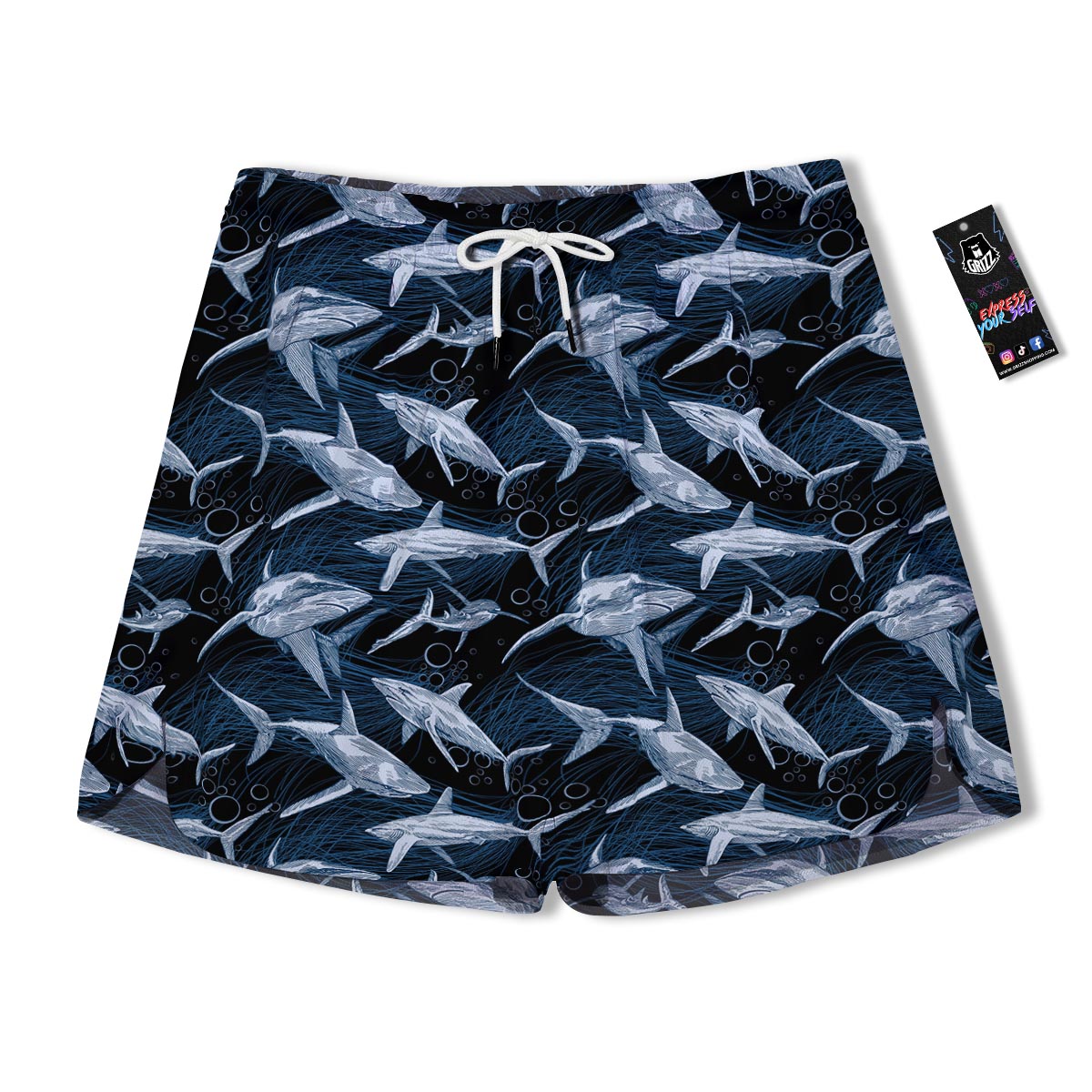 Underwear Shark Print Pattern Men's Running Shorts-grizzshop