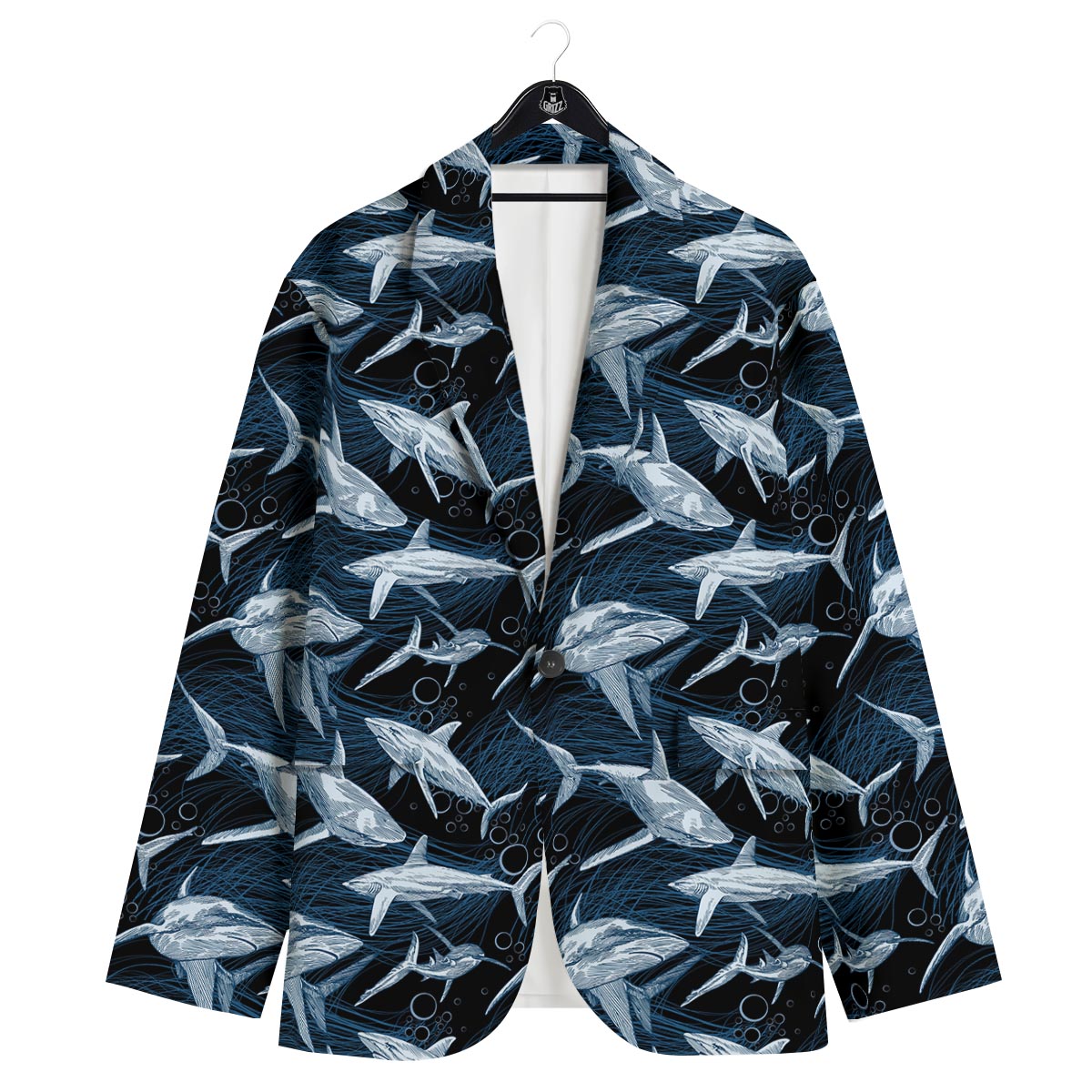 Underwear Shark Print Pattern Men's Sport Coat-grizzshop