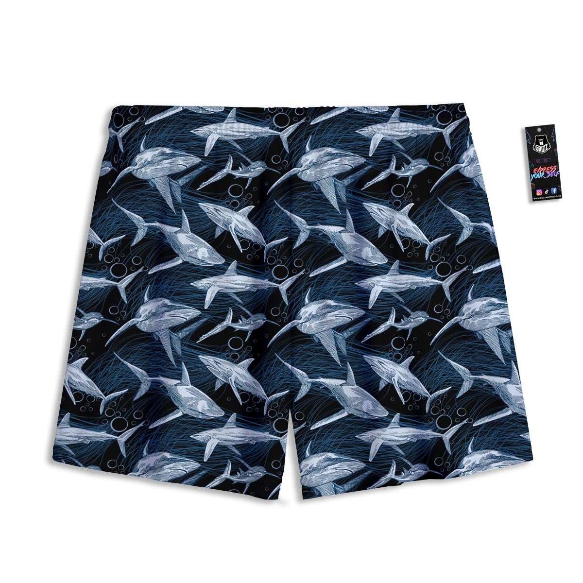 Underwear Shark Print Pattern Mesh Shorts