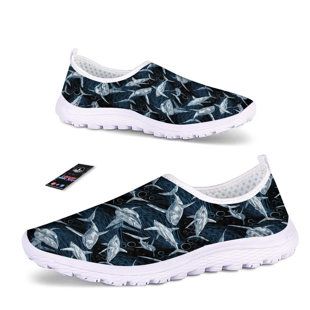Underwear Shark Print Pattern Nurse Shoes-grizzshop