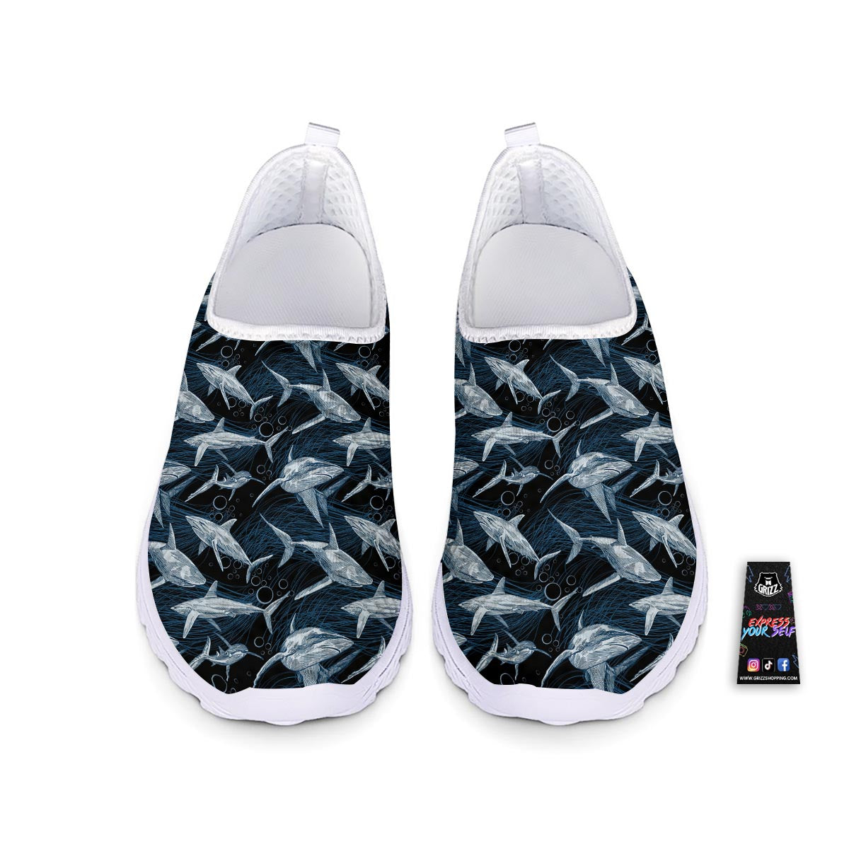 Underwear Shark Print Pattern Nurse Shoes-grizzshop