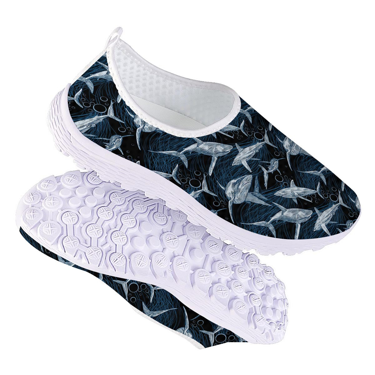 Underwear Shark Print Pattern Nurse Shoes-grizzshop