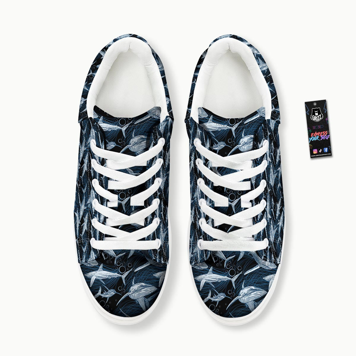 Underwear Shark Print Pattern Platform Shoes-grizzshop