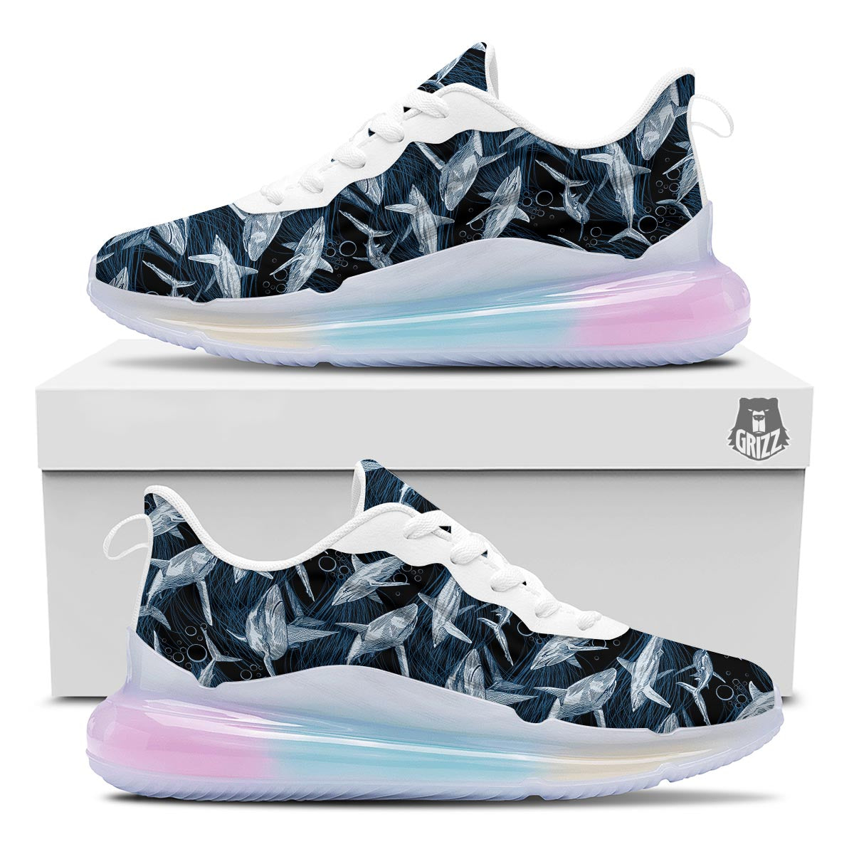 Underwear Shark Print Pattern Running Sneakers-grizzshop