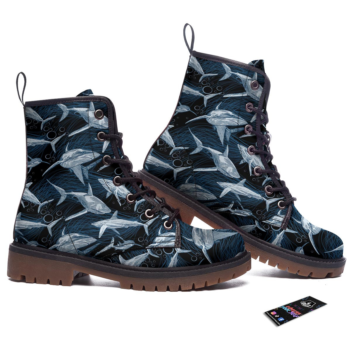 Underwear Shark Print Pattern Work Boots-grizzshop