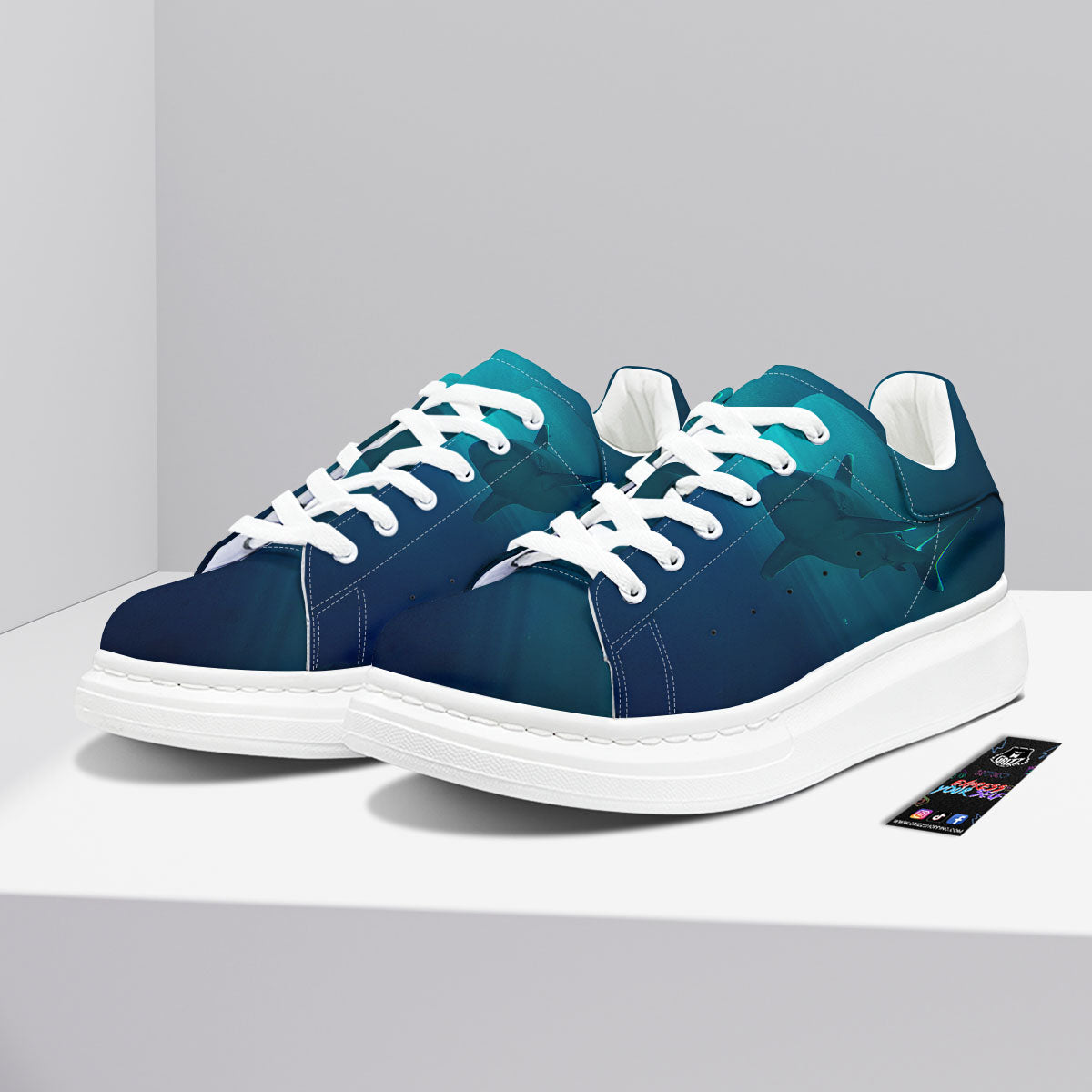 Underwear Shark Print Platform Shoes-grizzshop
