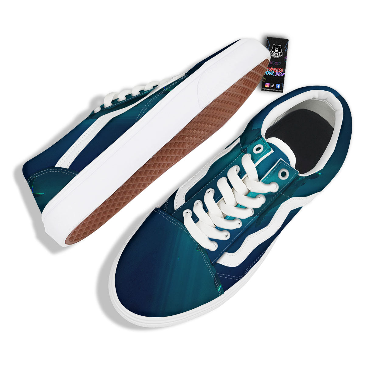 Underwear Shark Print Skate Shoes-grizzshop