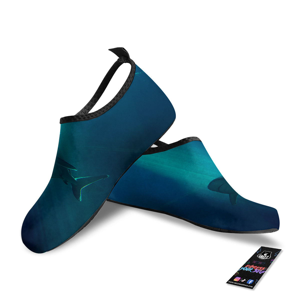 Underwear Shark Print Water Shoes-grizzshop