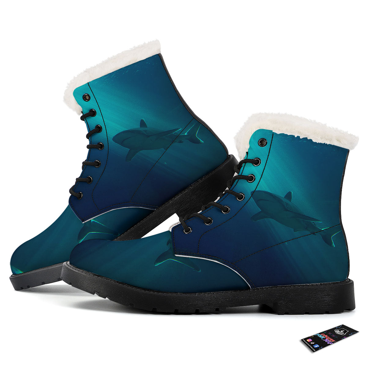 Underwear Shark Print Winter Boots-grizzshop