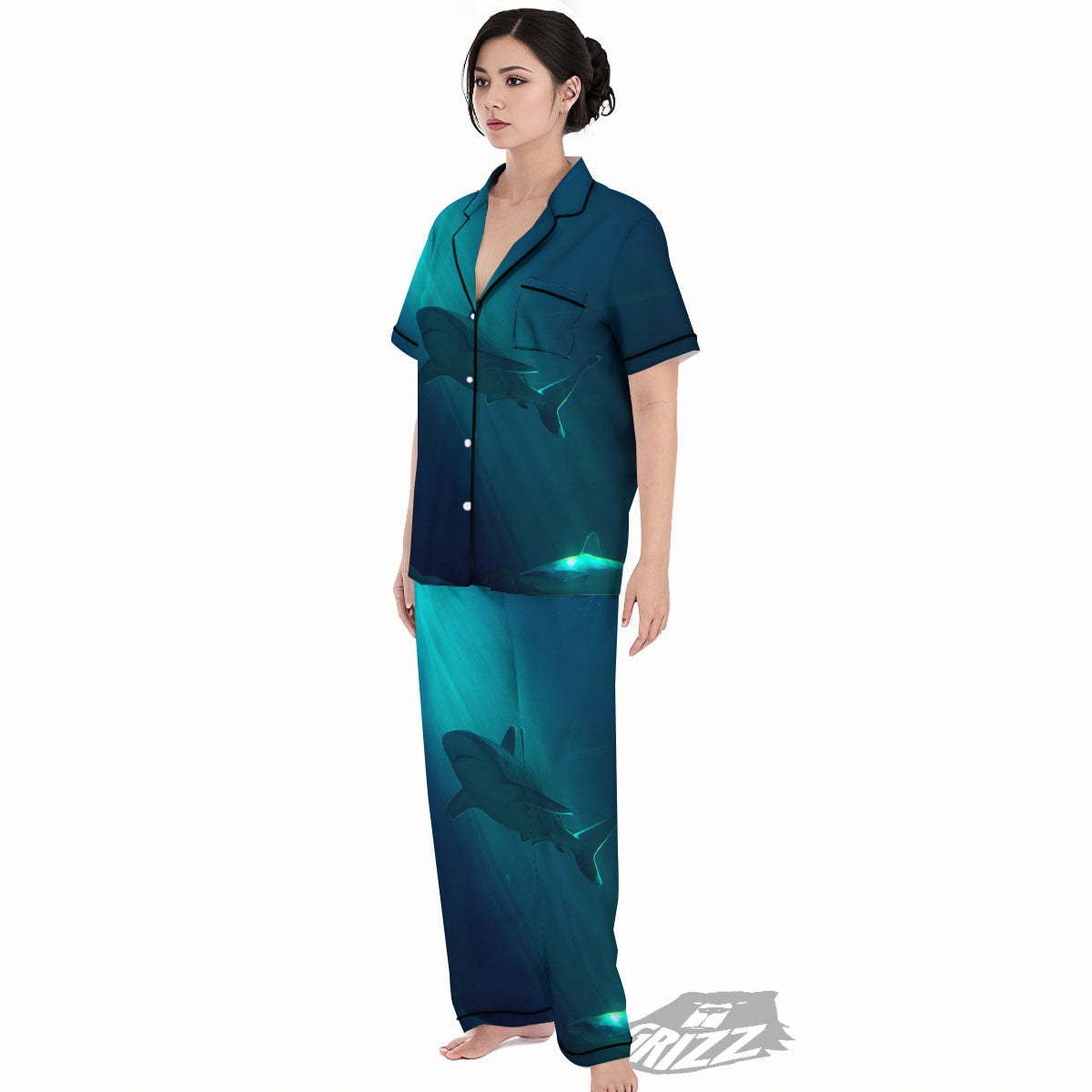 Underwear Shark Print Women's Pajamas Set-grizzshop