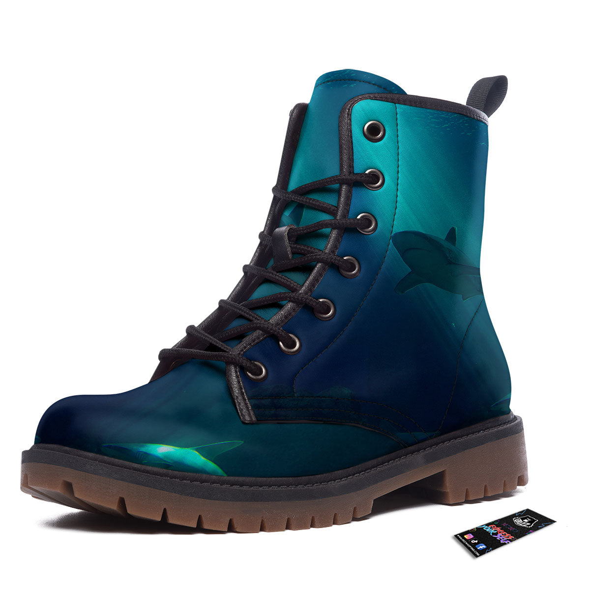 Underwear Shark Print Work Boots-grizzshop