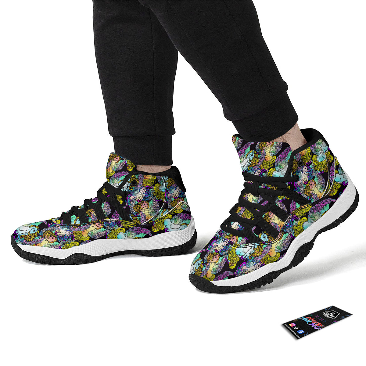 Unicon Cartoon Pattern Print Black Bball Shoes-grizzshop