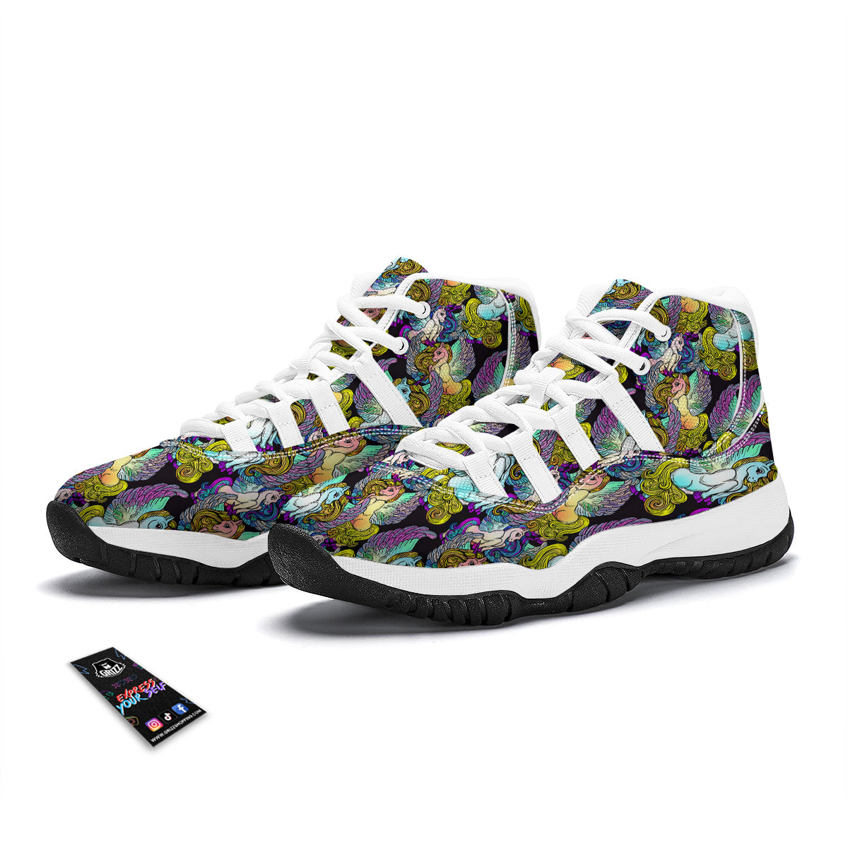 Unicon Cartoon Pattern Print White Bball Shoes-grizzshop