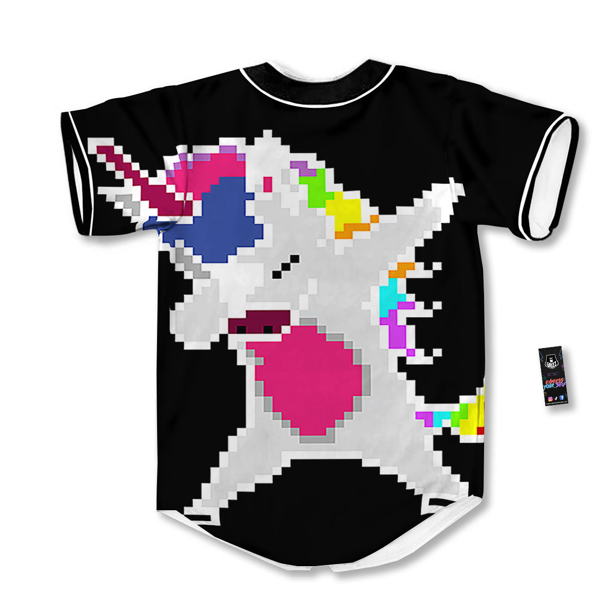 Unicorn 8-Bit Pixel Print Baseball Jersey-grizzshop