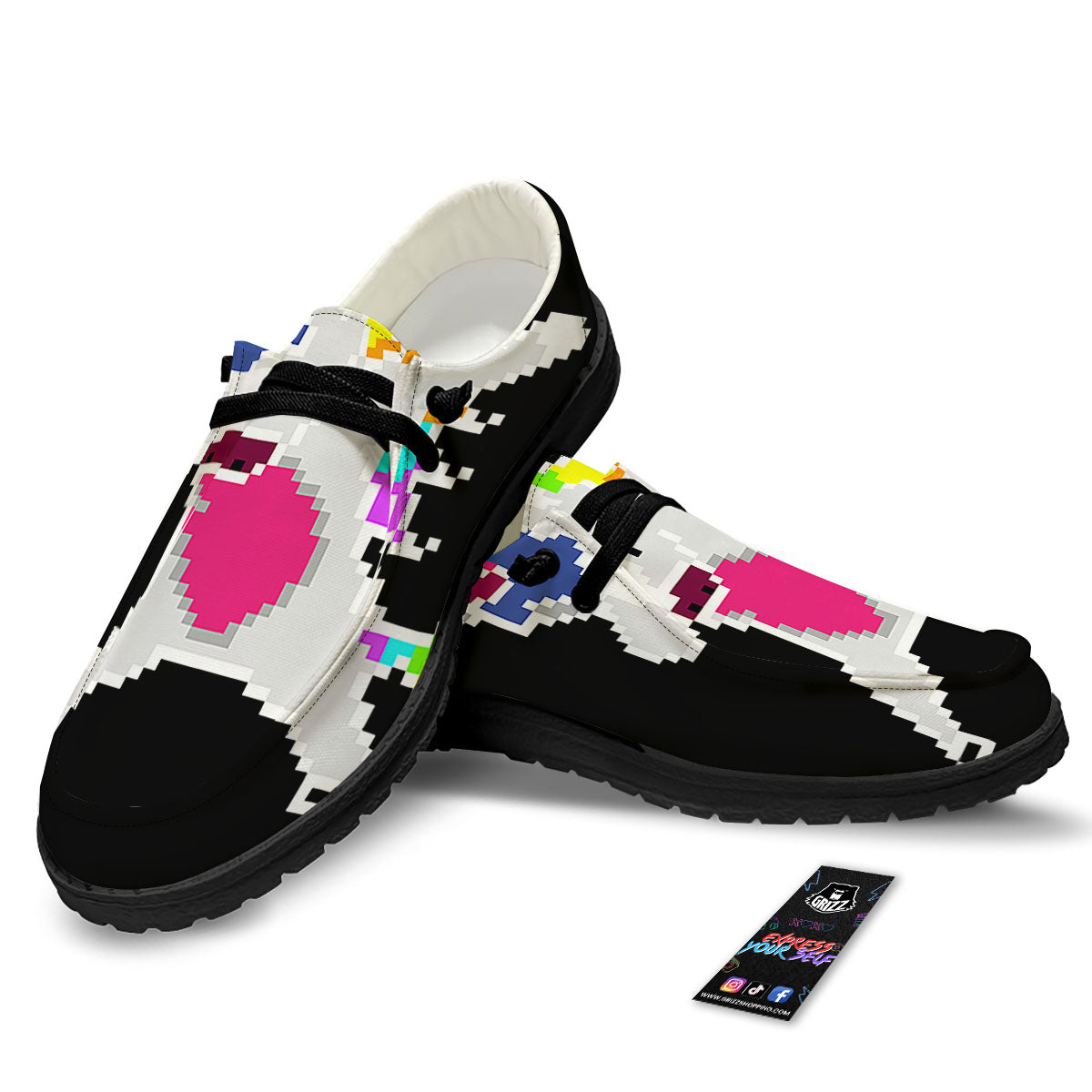 Unicorn 8-Bit Pixel Print Black Loafers-grizzshop