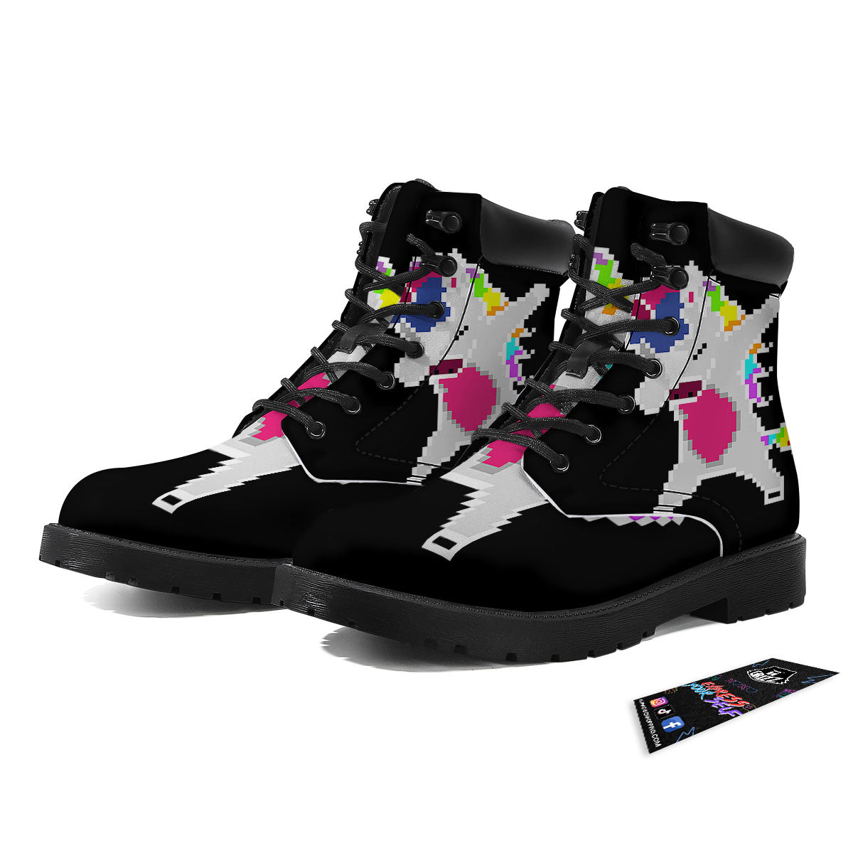 Unicorn 8-Bit Pixel Print Boots-grizzshop