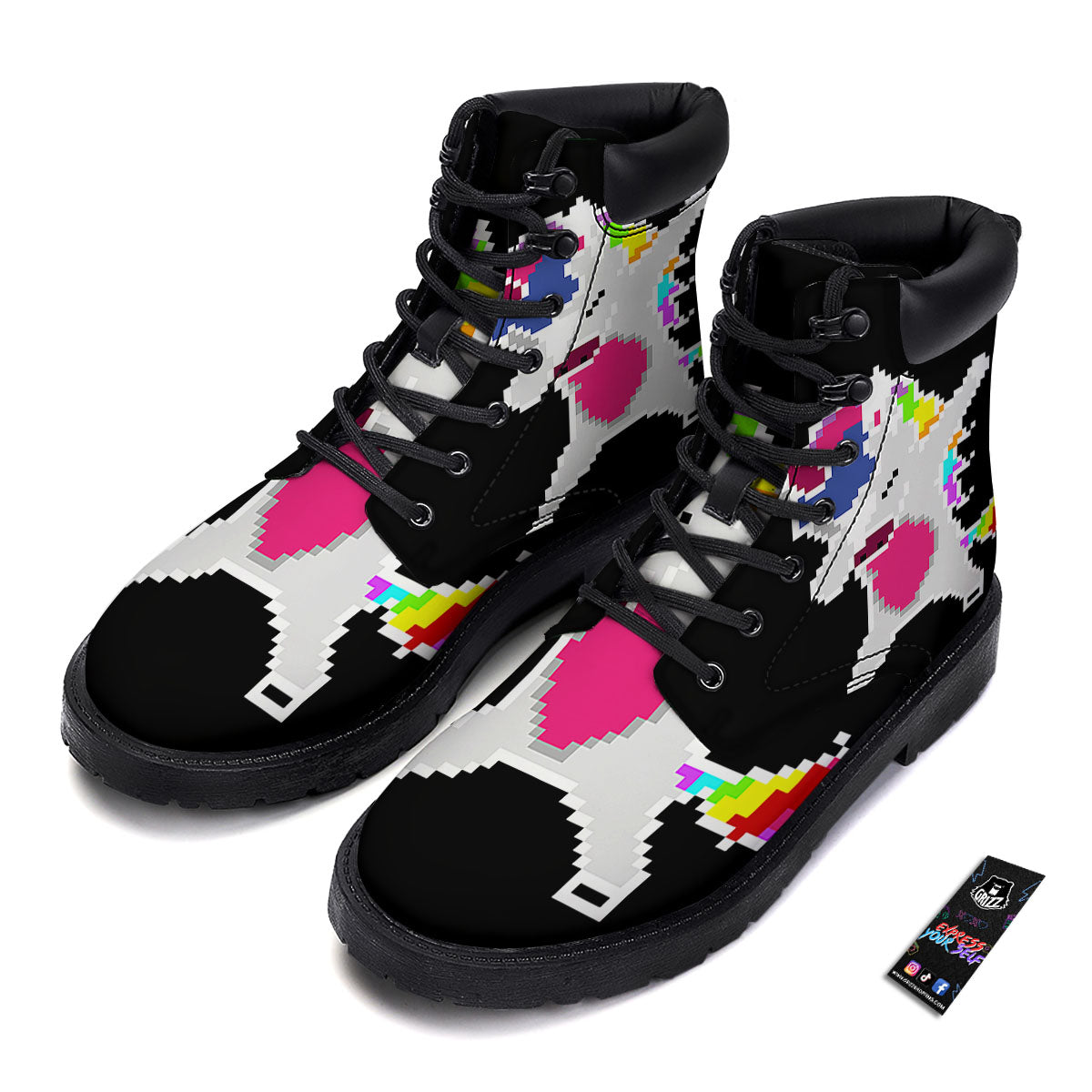 Unicorn 8-Bit Pixel Print Boots-grizzshop