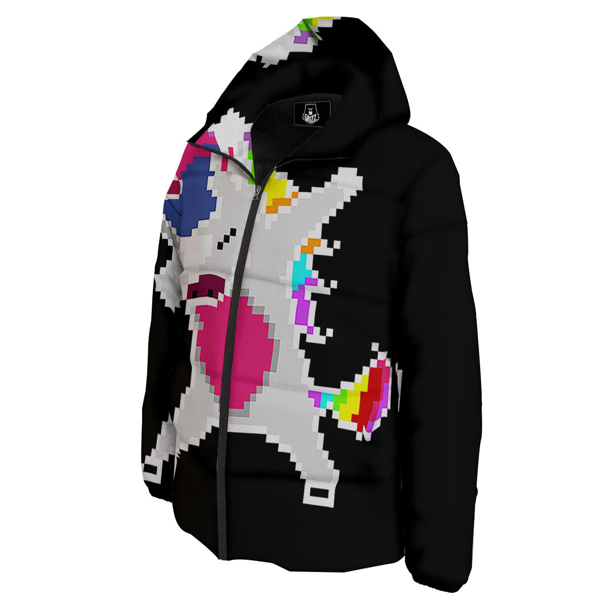 Unicorn 8-Bit Pixel Print Down Jacket-grizzshop
