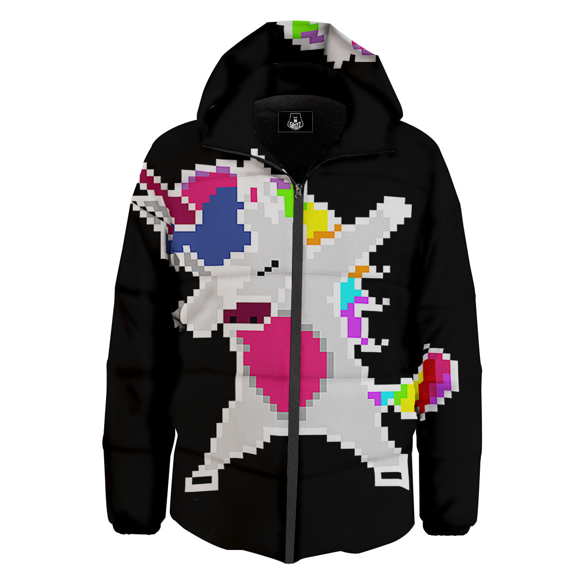 Unicorn 8-Bit Pixel Print Down Jacket-grizzshop
