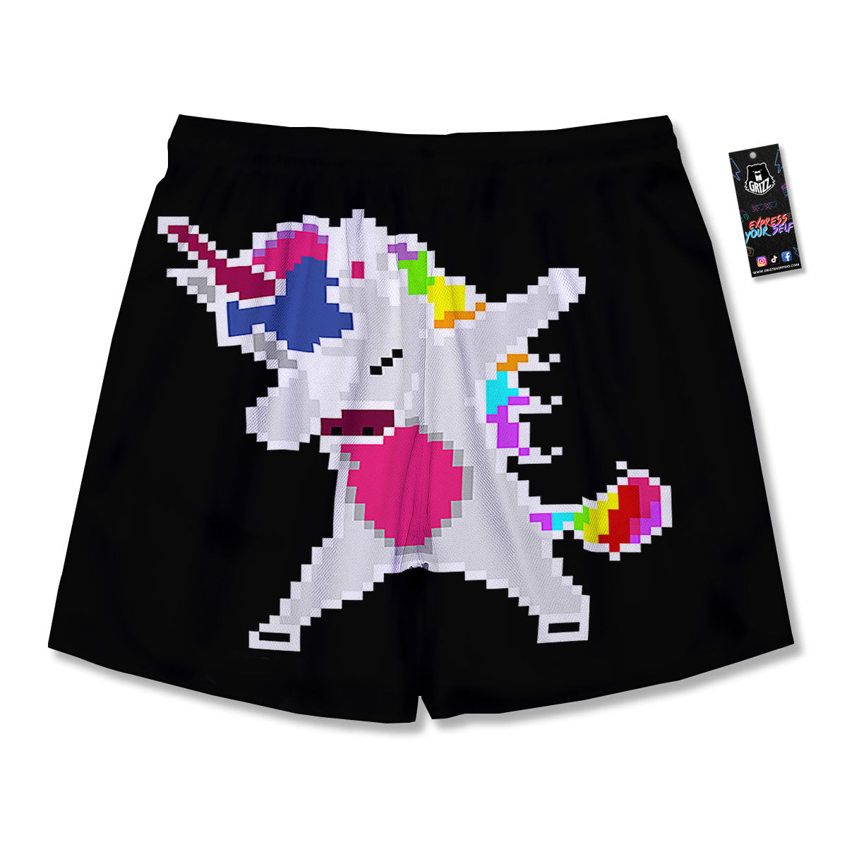 Unicorn 8-Bit Pixel Print Men's Running Shorts-grizzshop