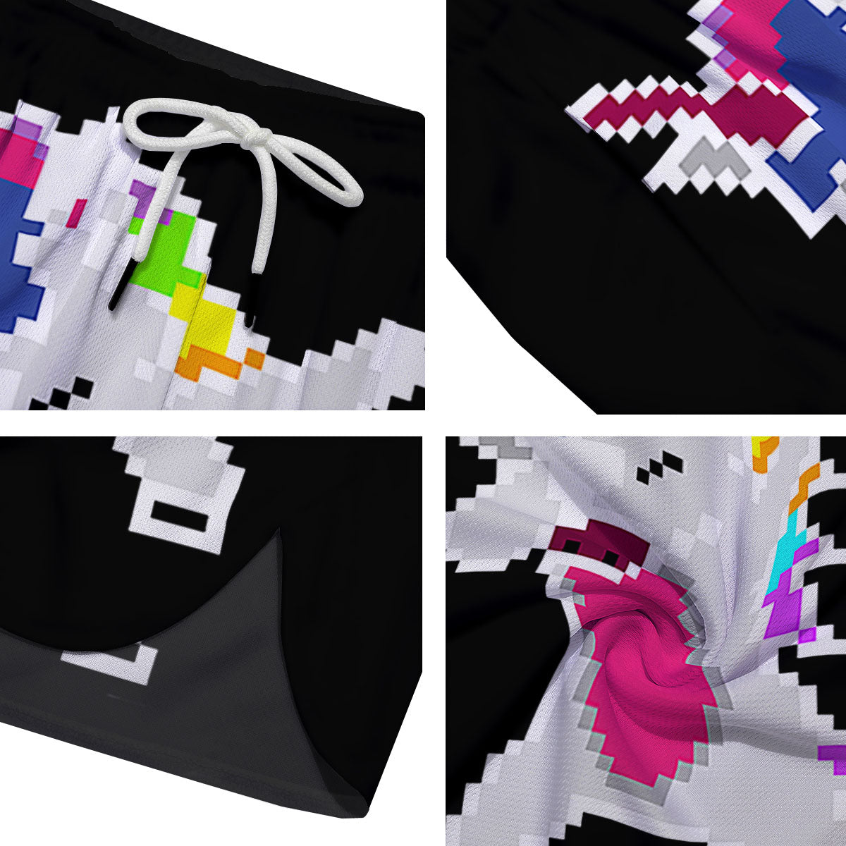 Unicorn 8-Bit Pixel Print Men's Running Shorts-grizzshop