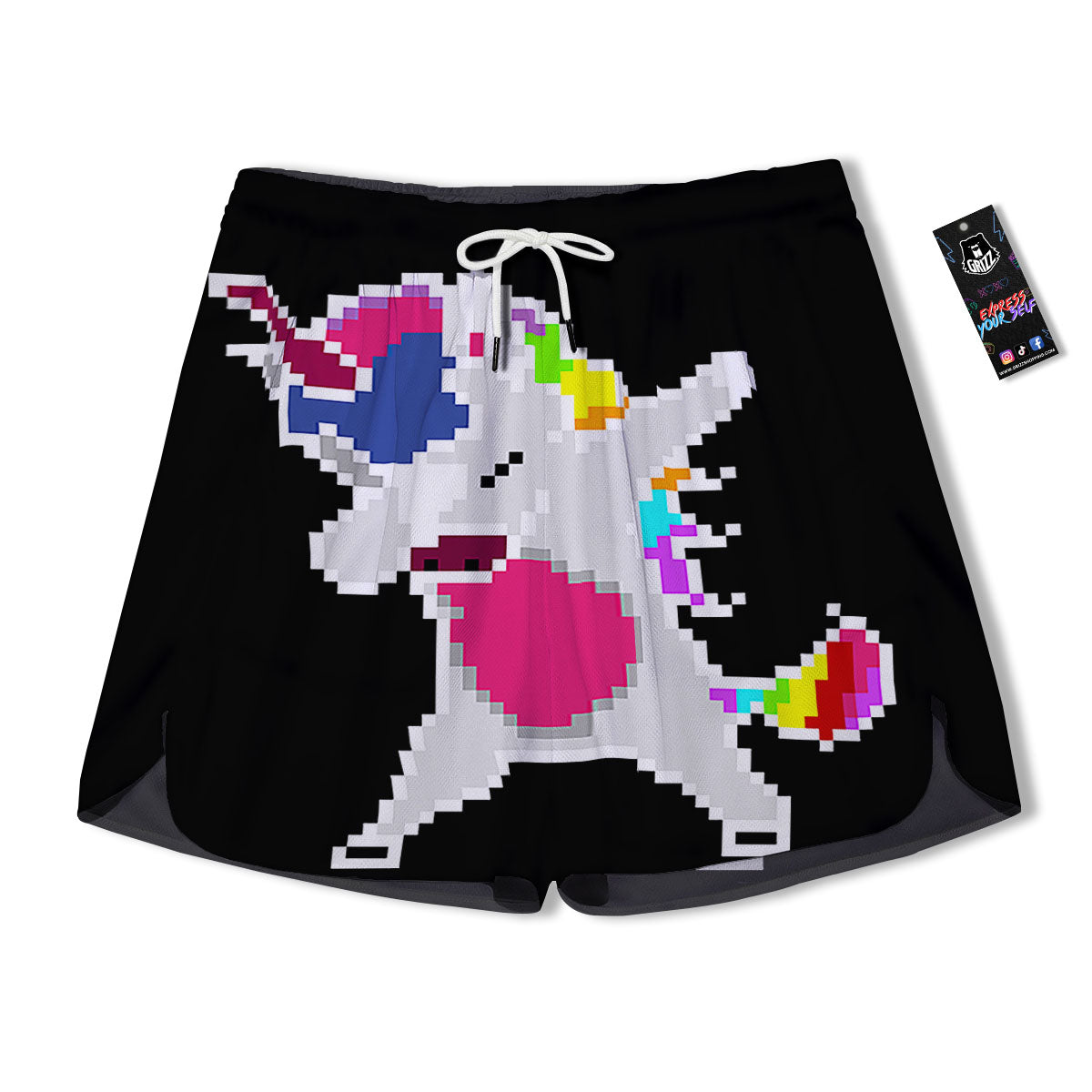 Unicorn 8-Bit Pixel Print Men's Running Shorts-grizzshop