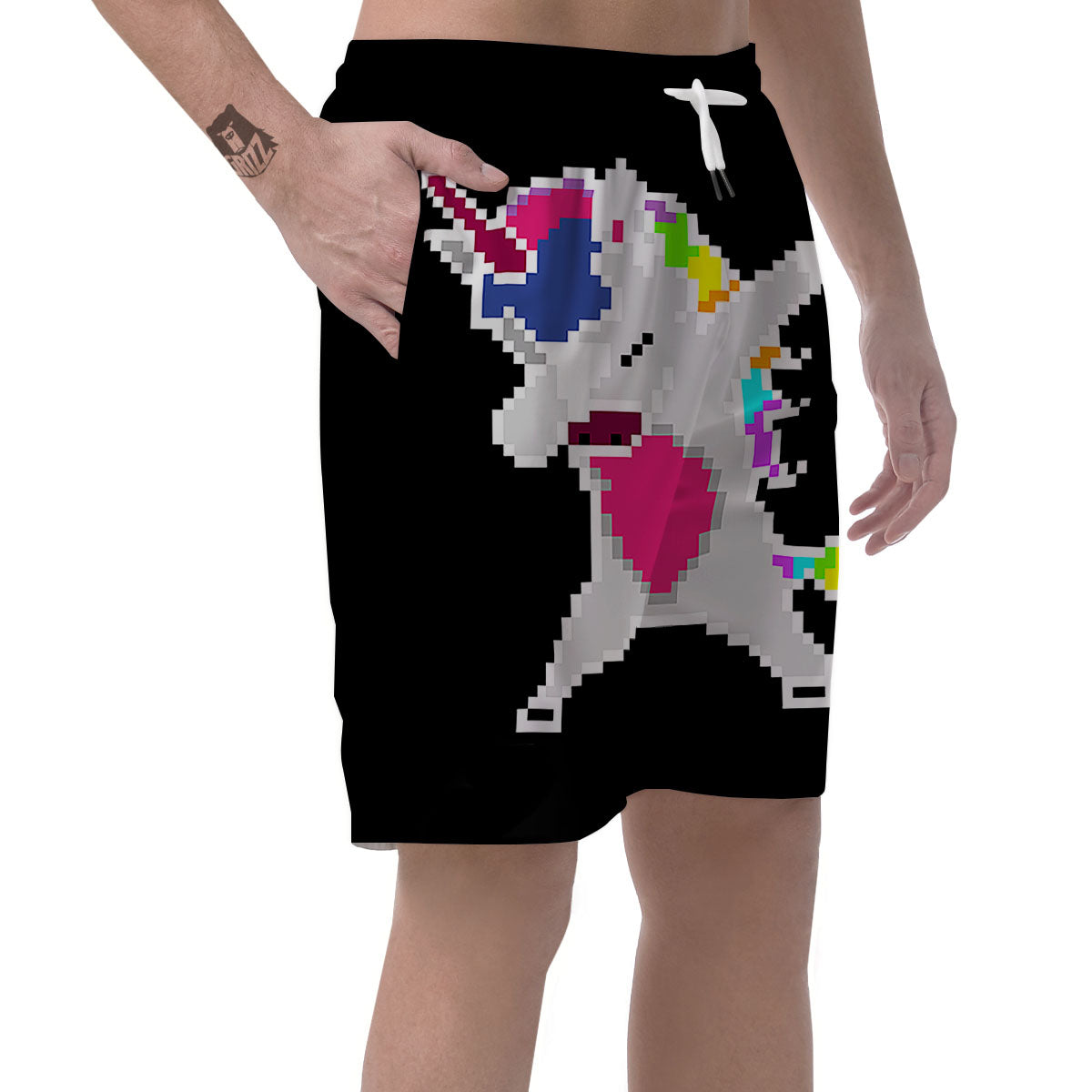 Unicorn 8-Bit Pixel Print Men's Shorts-grizzshop