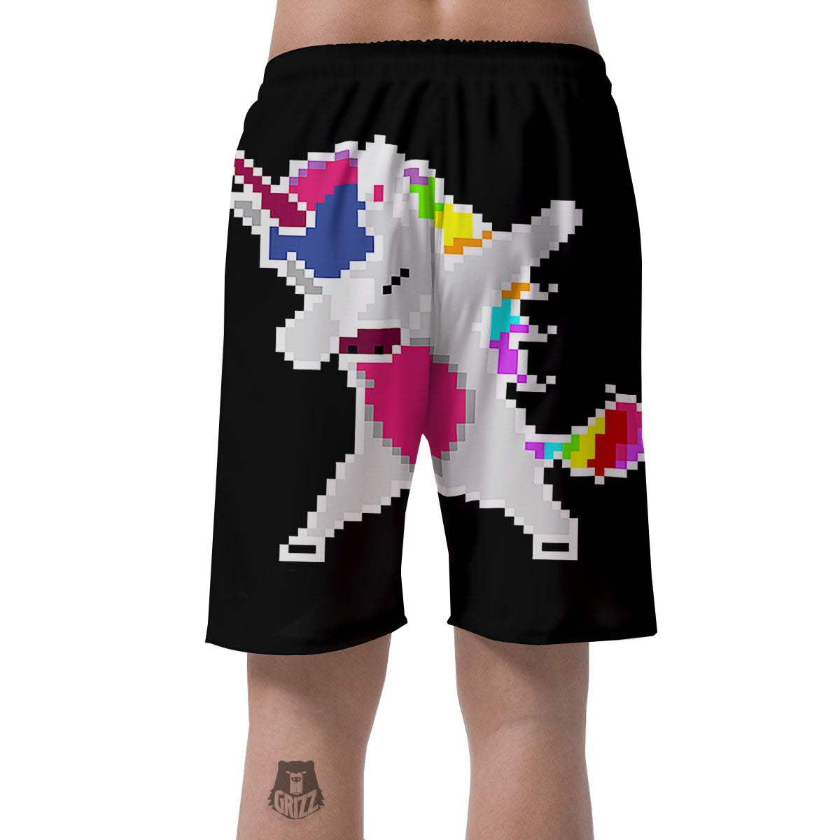 Unicorn 8-Bit Pixel Print Men's Shorts-grizzshop