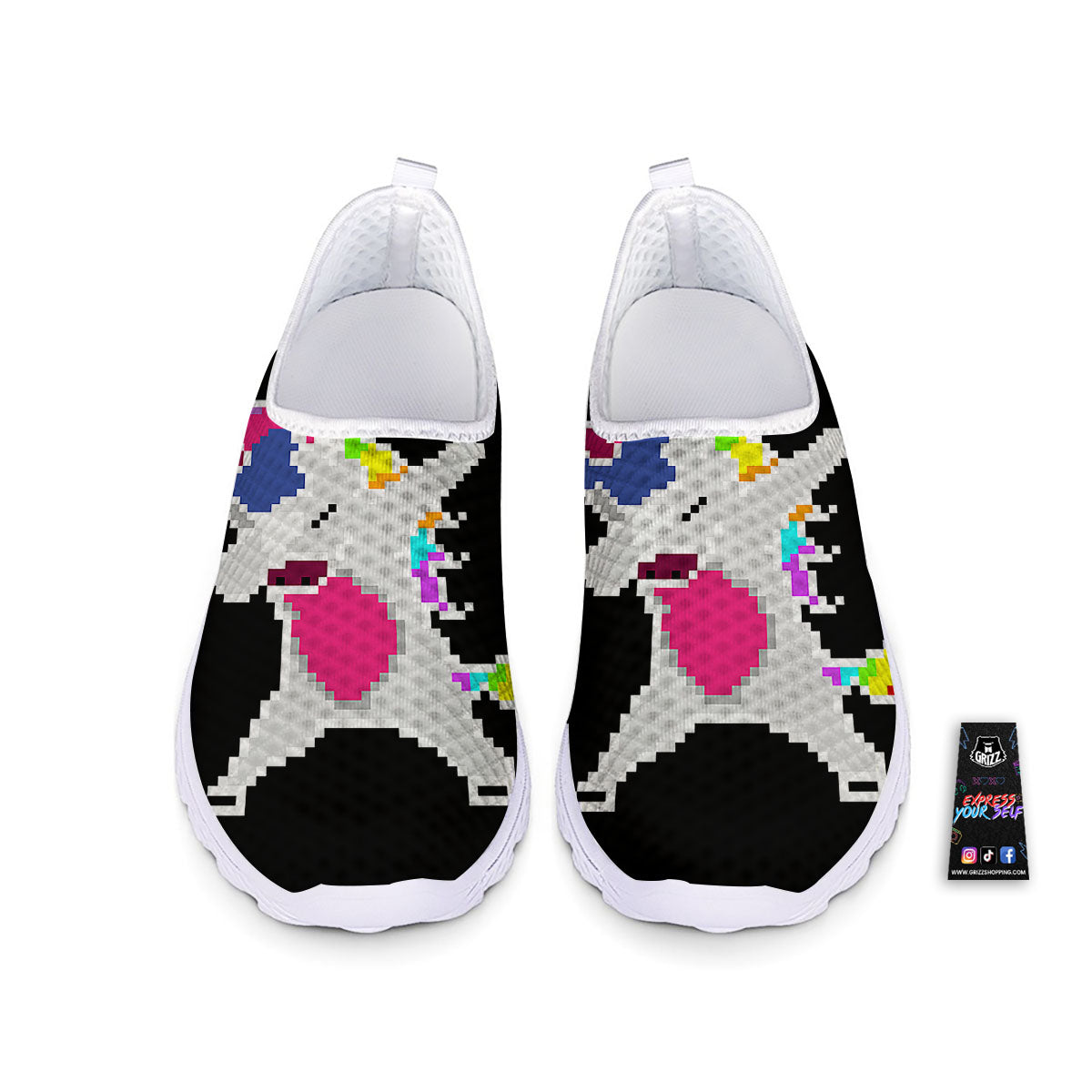 Unicorn 8-Bit Pixel Print Nurse Shoes-grizzshop