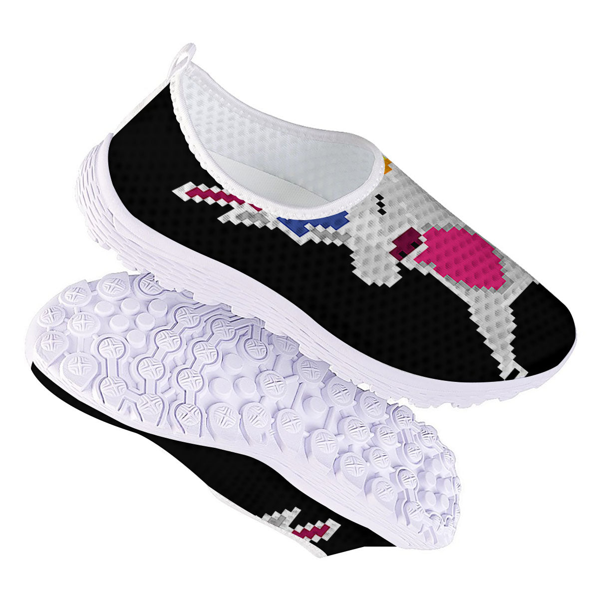 Unicorn 8-Bit Pixel Print Nurse Shoes-grizzshop