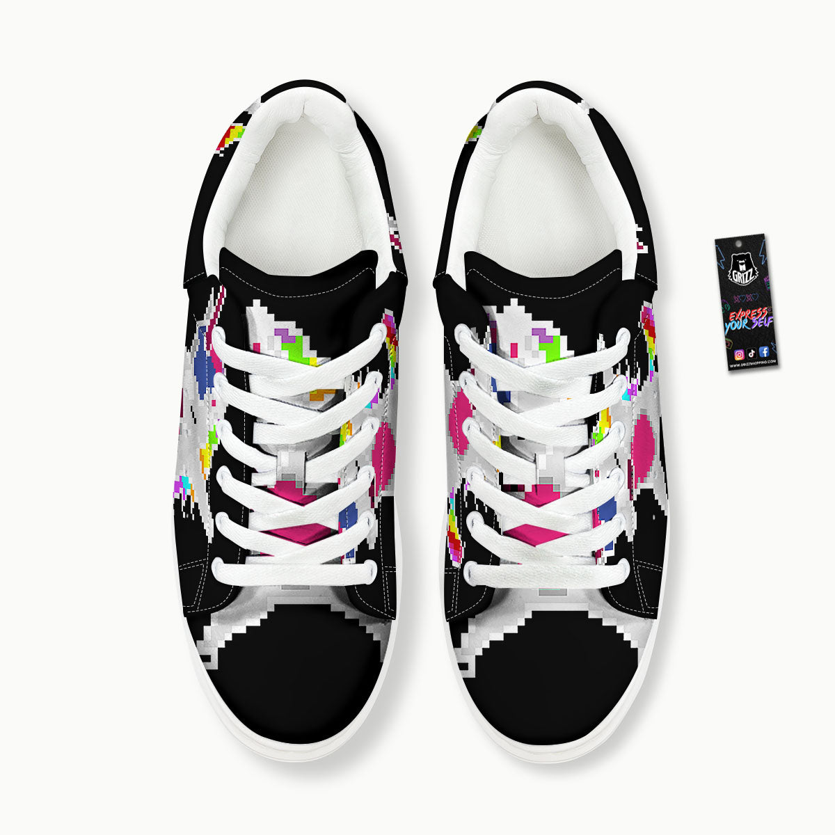 Unicorn 8-Bit Pixel Print Platform Shoes-grizzshop