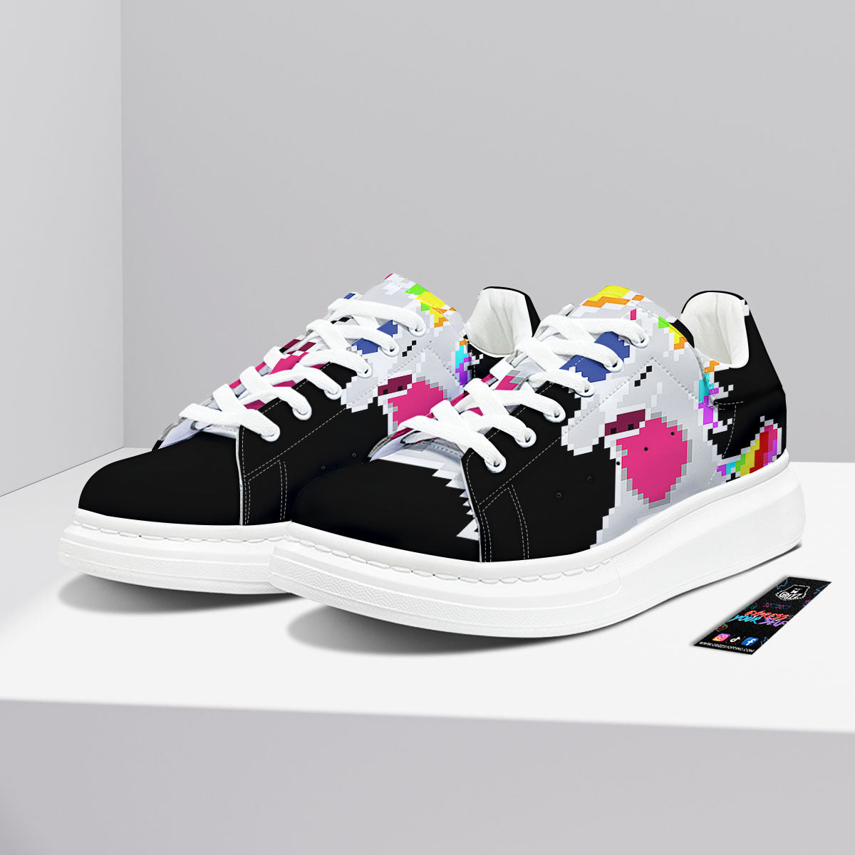 Unicorn 8-Bit Pixel Print Platform Shoes-grizzshop