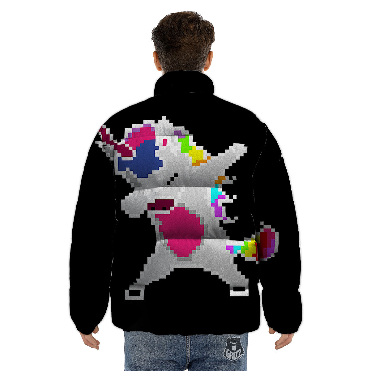 Unicorn 8-Bit Pixel Print Puffer Jacket-grizzshop