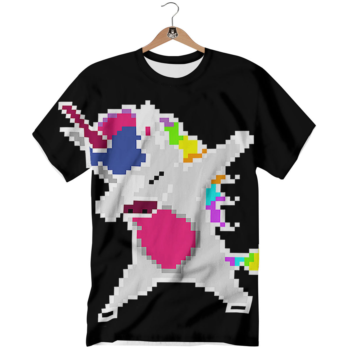 Unicorn 8-Bit Pixel Print T-Shirt-grizzshop