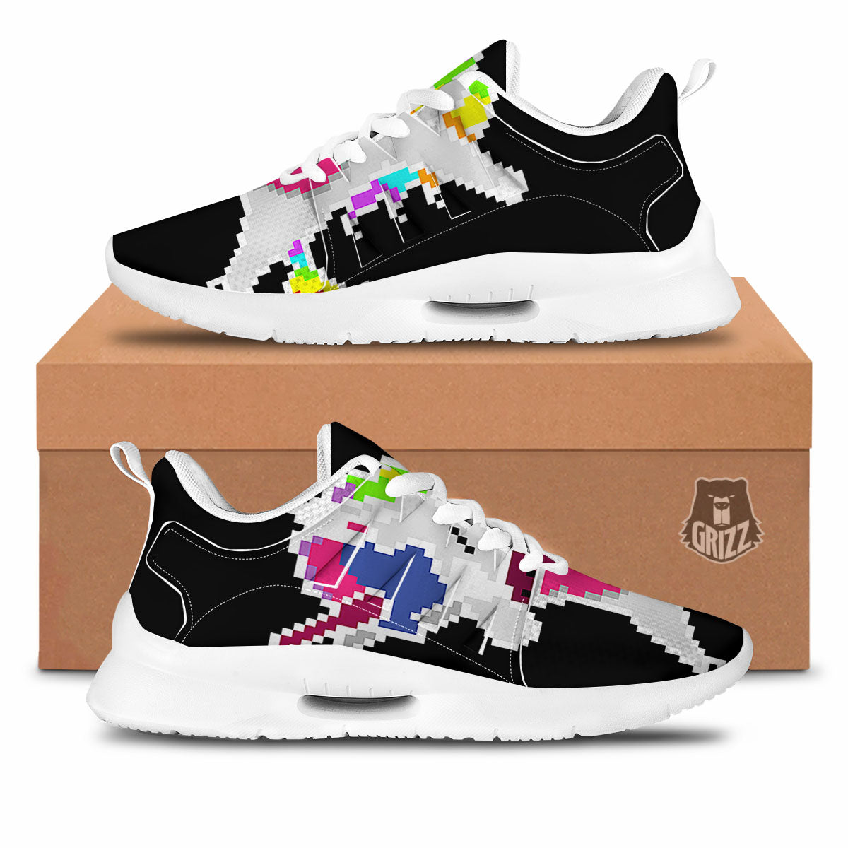 Unicorn 8-Bit Pixel Print Tennis Shoes-grizzshop