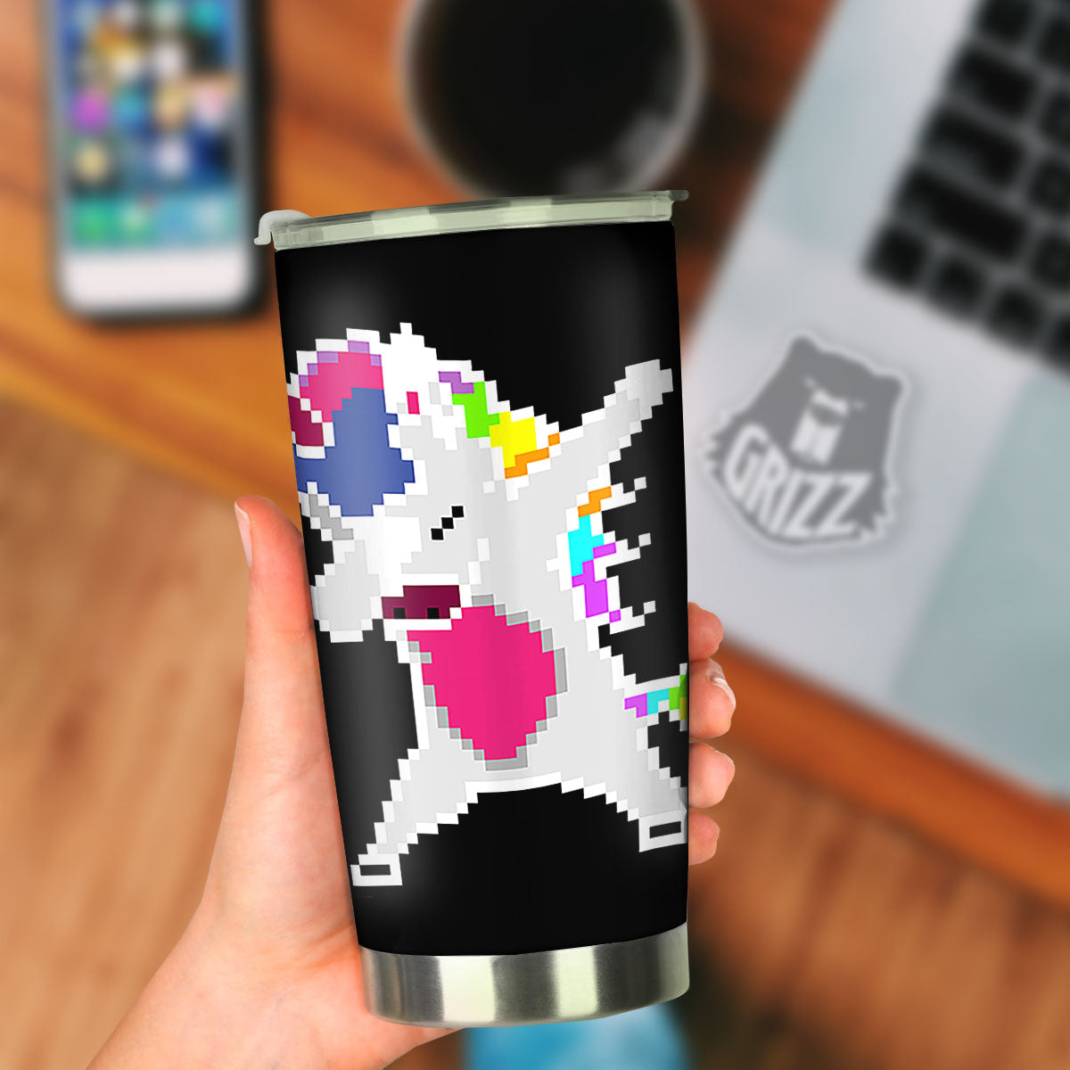 Unicorn 8-Bit Pixel Print Tumbler-grizzshop