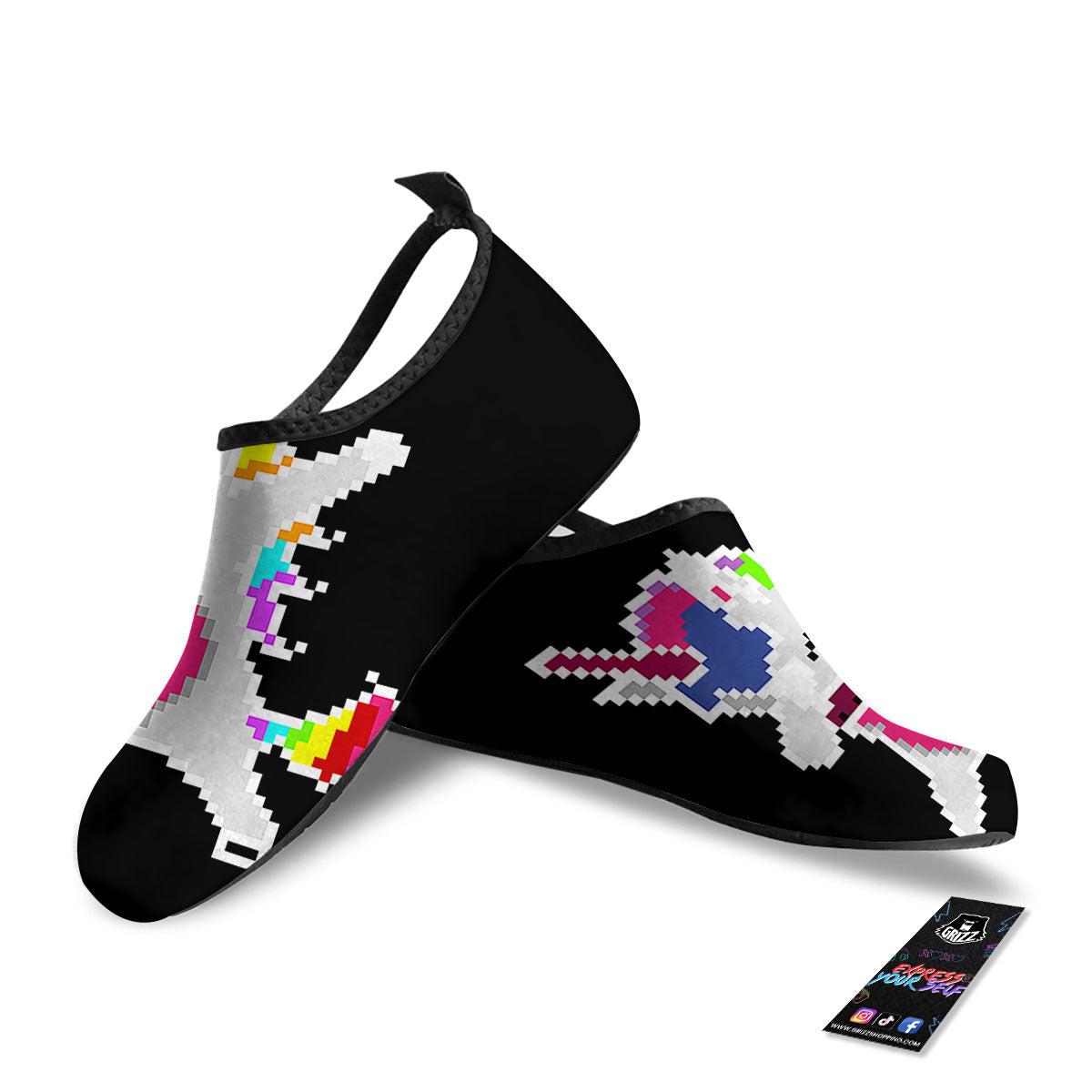 Unicorn 8-Bit Pixel Print Water Shoes-grizzshop
