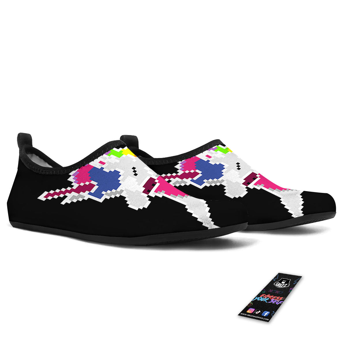 Unicorn 8-Bit Pixel Print Water Shoes-grizzshop